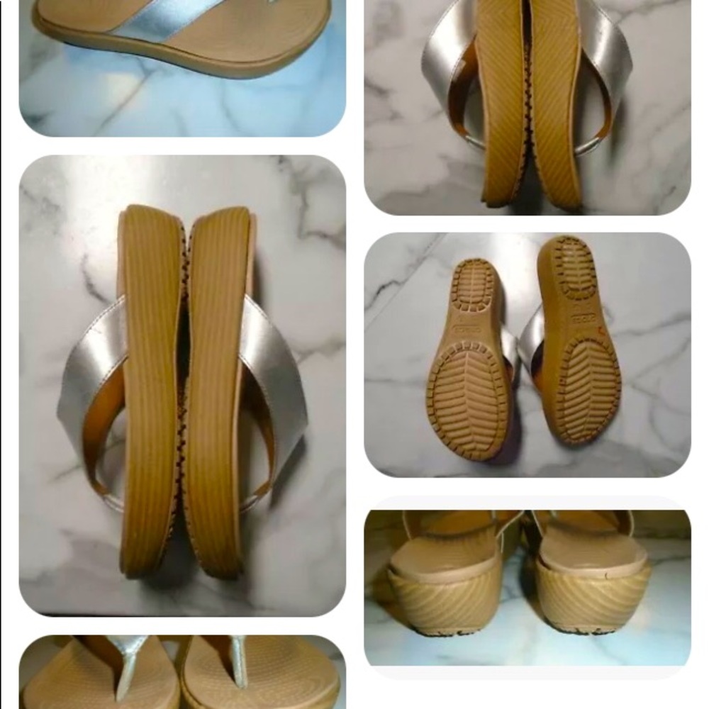 Silver crocs size 7